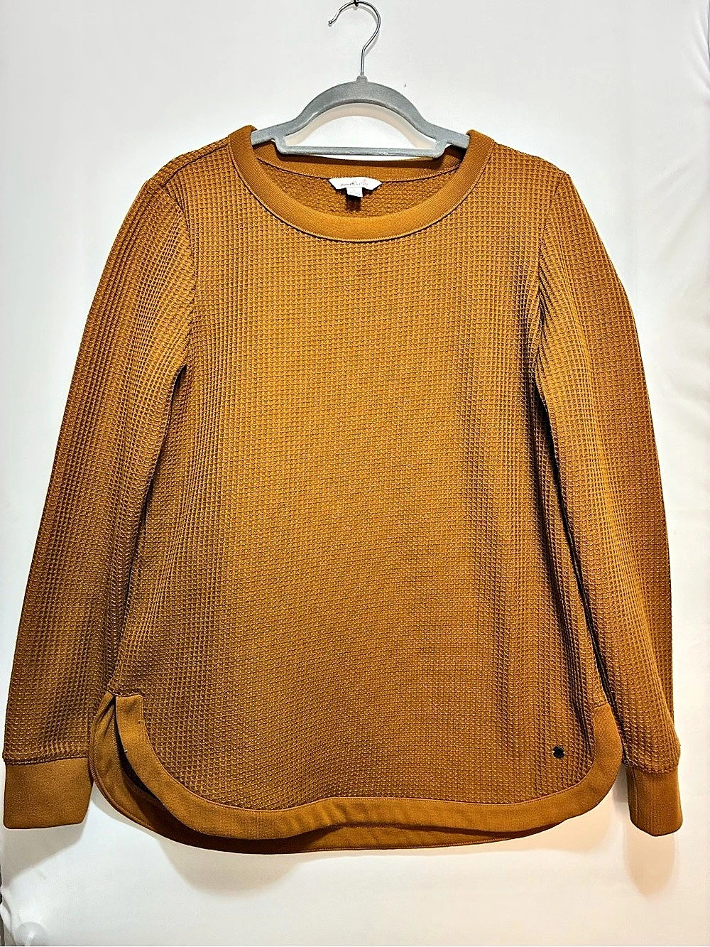 L.L.Bean Signature Women’s Small Golden Brown Waffle Knit Long Sleeve Top